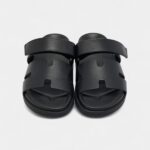 Hermès Black Leather Chypre Sandals 41 EU