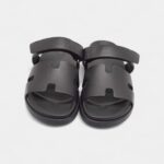 Hermes Black Leather Chypre Sandals 45.5 EU
