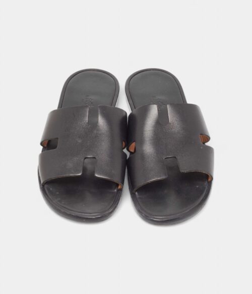Hermes Black Leather Izmir Sandals 41 EU
