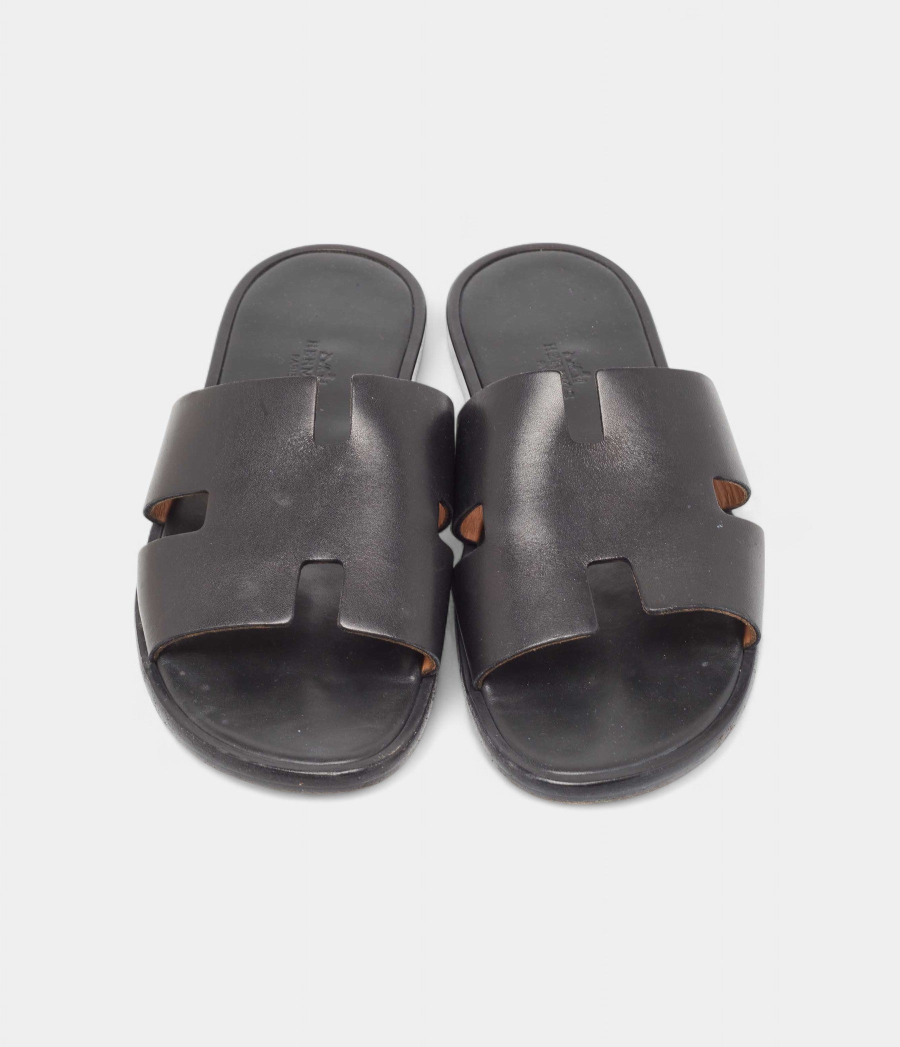 Hermes Black Leather Izmir Sandals 41 EU