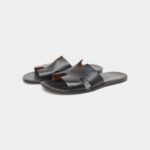 Hermes Black Leather Izmir Sandals 43 EU