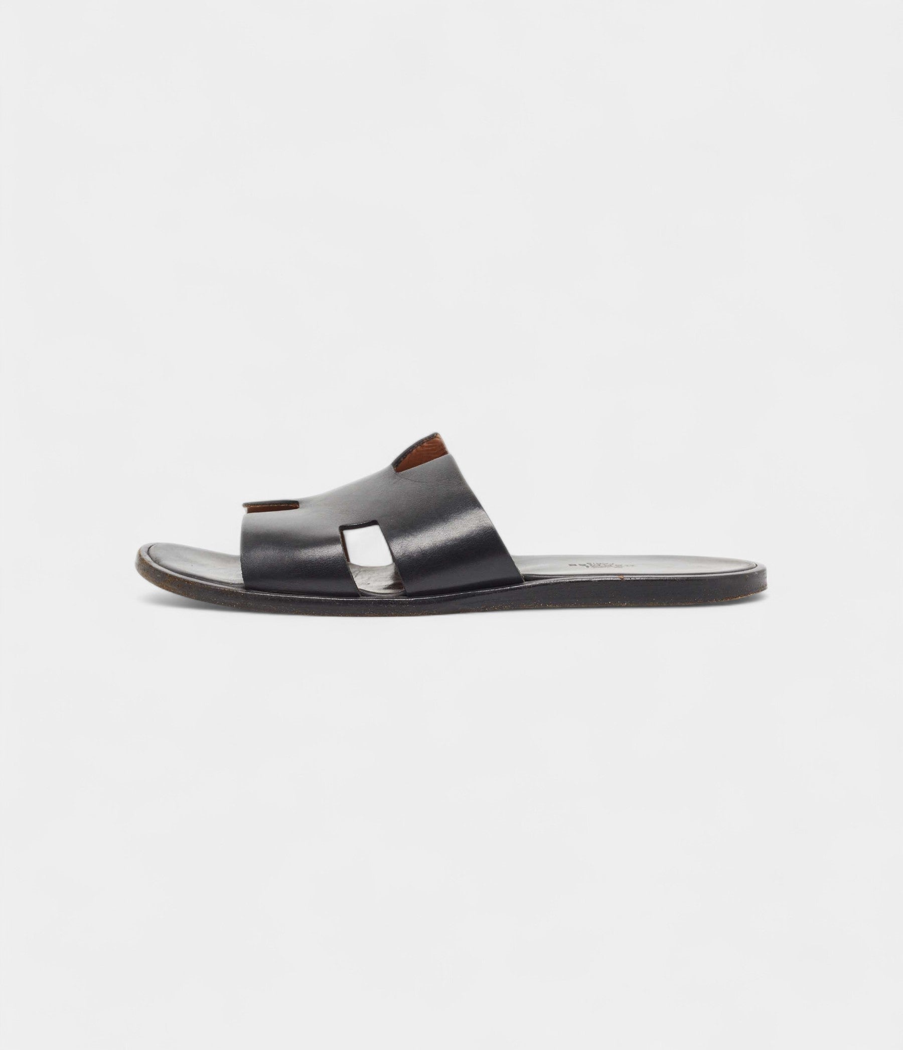 Hermes Black Leather Izmir Sandals 43 EU