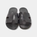Hermes Black Leather Izmir Sandals 43 EU