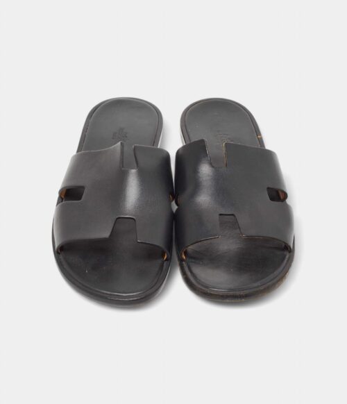 Hermes Black Leather Izmir Sandals 43 EU