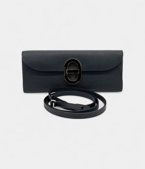 Hermes Black Leather Maillon To-Go Wallet