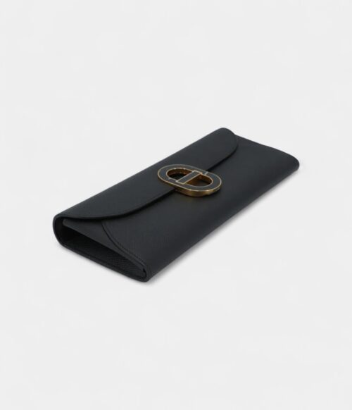 HERMÈS Maillon To Go wallet Black Epsom Enamel hardware