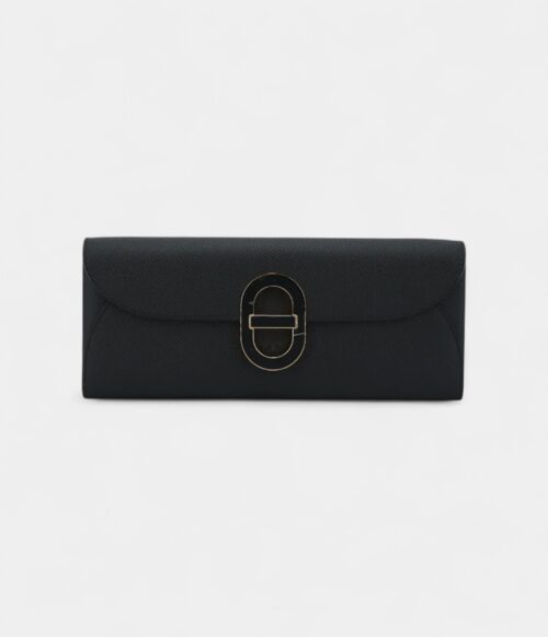 HERMÈS Maillon To Go wallet Black Epsom Enamel hardware