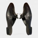 Hermès Black Leather Oz Mules with Palladium Hardware