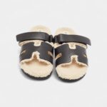 Hermes Black Leather and Shearling Fur Lined Chypre Sandals 45.5 EU