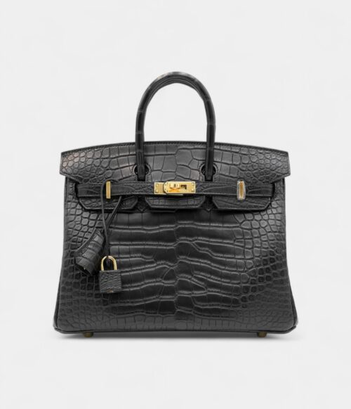 Hermès Black Matte Alligator Birkin 25 Gold Hardware