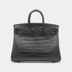 Hermès Black Matte Alligator Birkin 25 Gold Hardware
