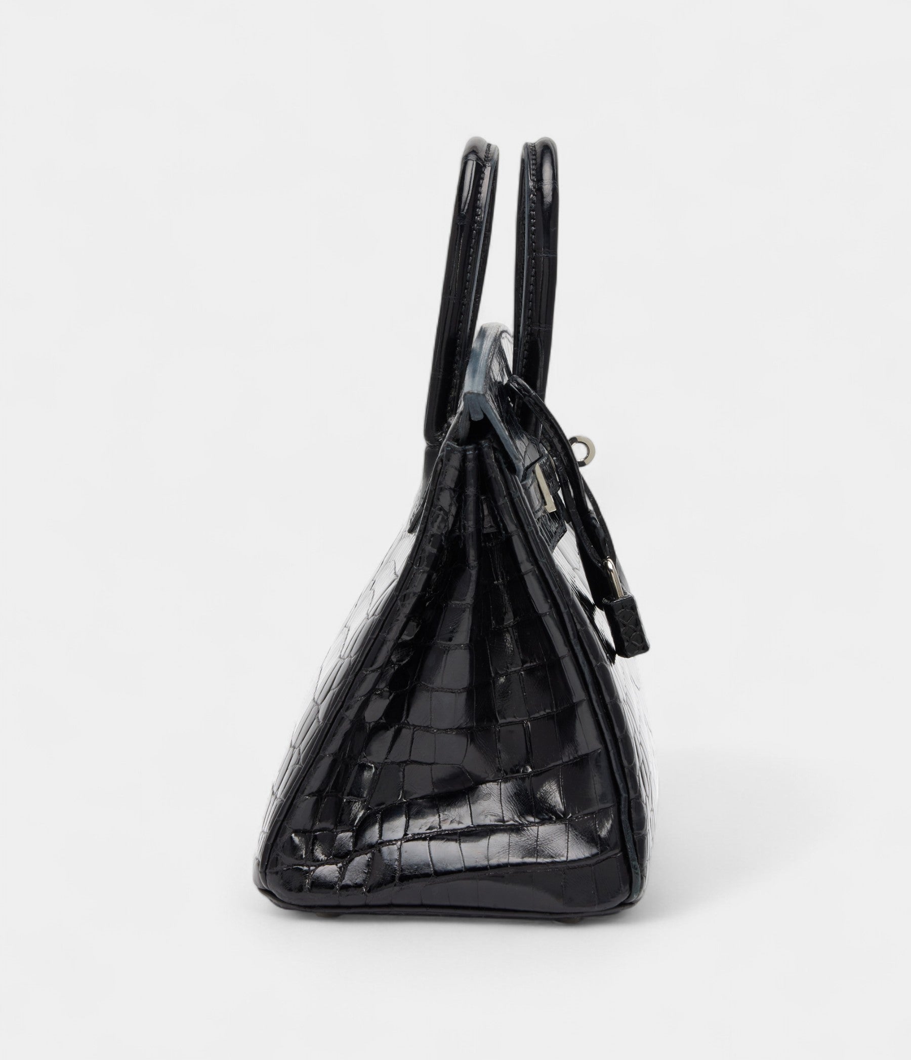 Hermès Black Shiny Niloticus Crocodile Birkin 25 Palladium Hardware