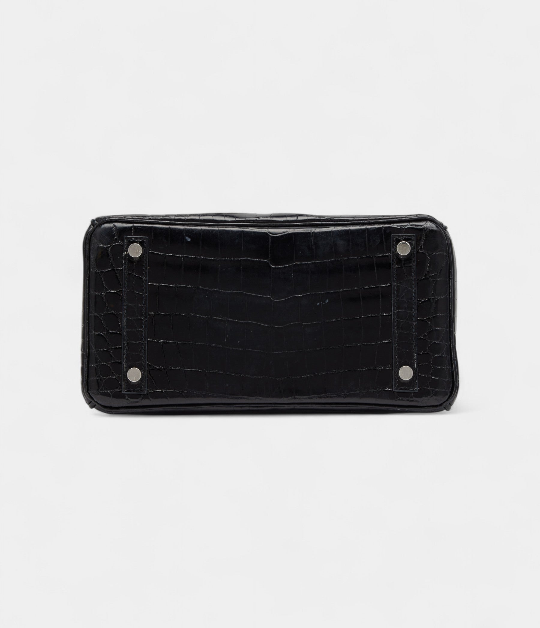 Hermès Black Shiny Niloticus Crocodile Birkin 25 Palladium Hardware