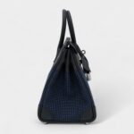 Hermès Black Swift and Bleu Egee Bivouac Toile Birkin 25 Palladium Hardware