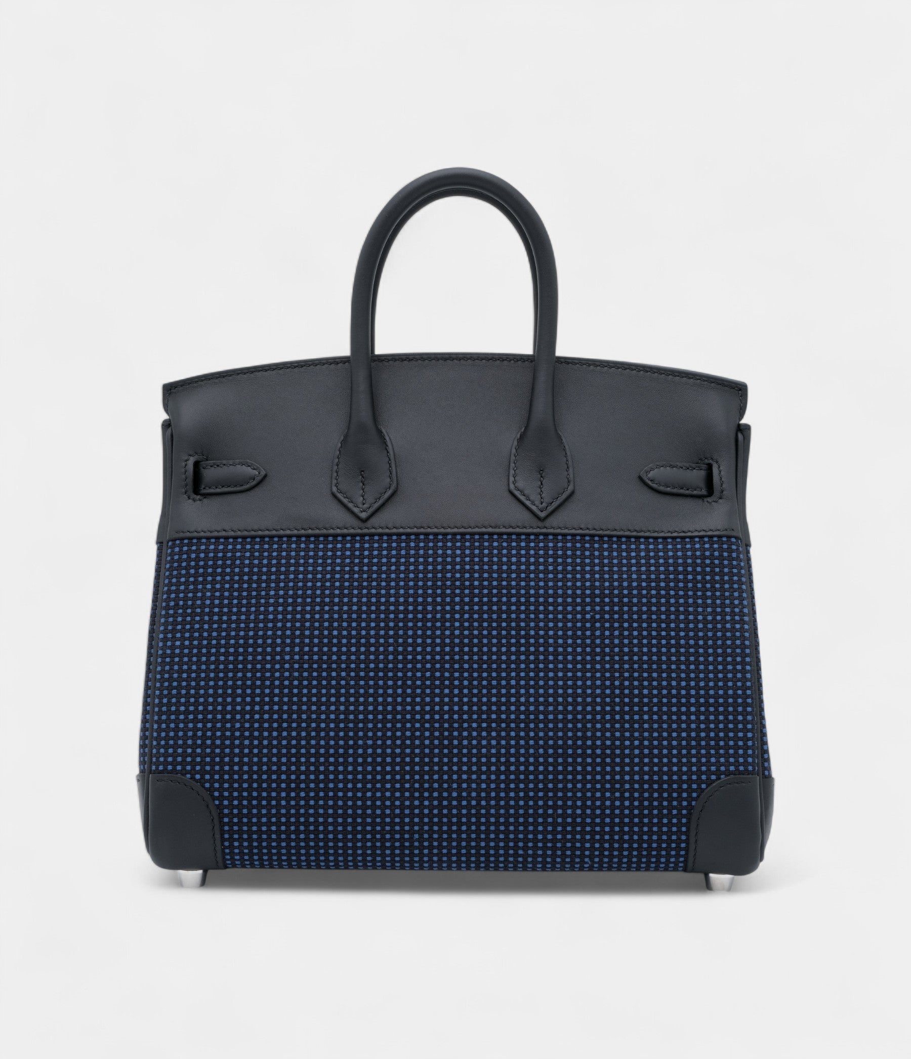 Hermès Black Swift and Bleu Egee Bivouac Toile Birkin 25 Palladium Hardware