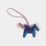 Hermès Bleu Saphir Marine Mauve Sylvester Pegasus Horse Rodeo Bag Charm PM