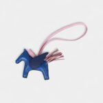 Hermès Bleu Saphir Marine Mauve Sylvester Pegasus Horse Rodeo Bag Charm PM