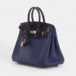 Hermès Bleu Saphir Novillo and Bleu Marine Matte Alligator Birkin Touch 25 Rose Gold Hardware