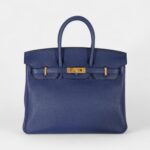 Hermès Bleu Saphir and Gris Mouette Taurillon Novillo Verso Birkin 25 Gold Hardware