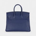 Hermès Bleu Saphir and Gris Mouette Taurillon Novillo Verso Birkin 25 Gold Hardware