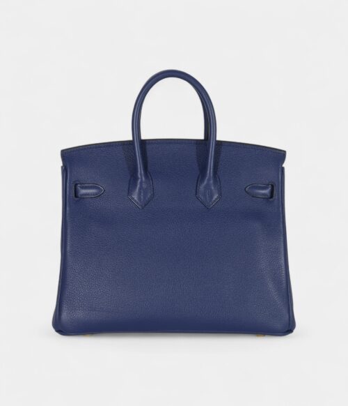 Hermès Bleu Saphir and Gris Mouette Taurillon Novillo Verso Birkin 25 Gold Hardware