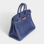 Hermès Bleu Saphir and Gris Mouette Taurillon Novillo Verso Birkin 25 Gold Hardware