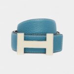 Hermès Blue Leather Belt Cool Sophistication with Timeless Craftsmanship