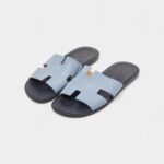 Hermes Blue Leather Izmir Flat Sandals 42 EU