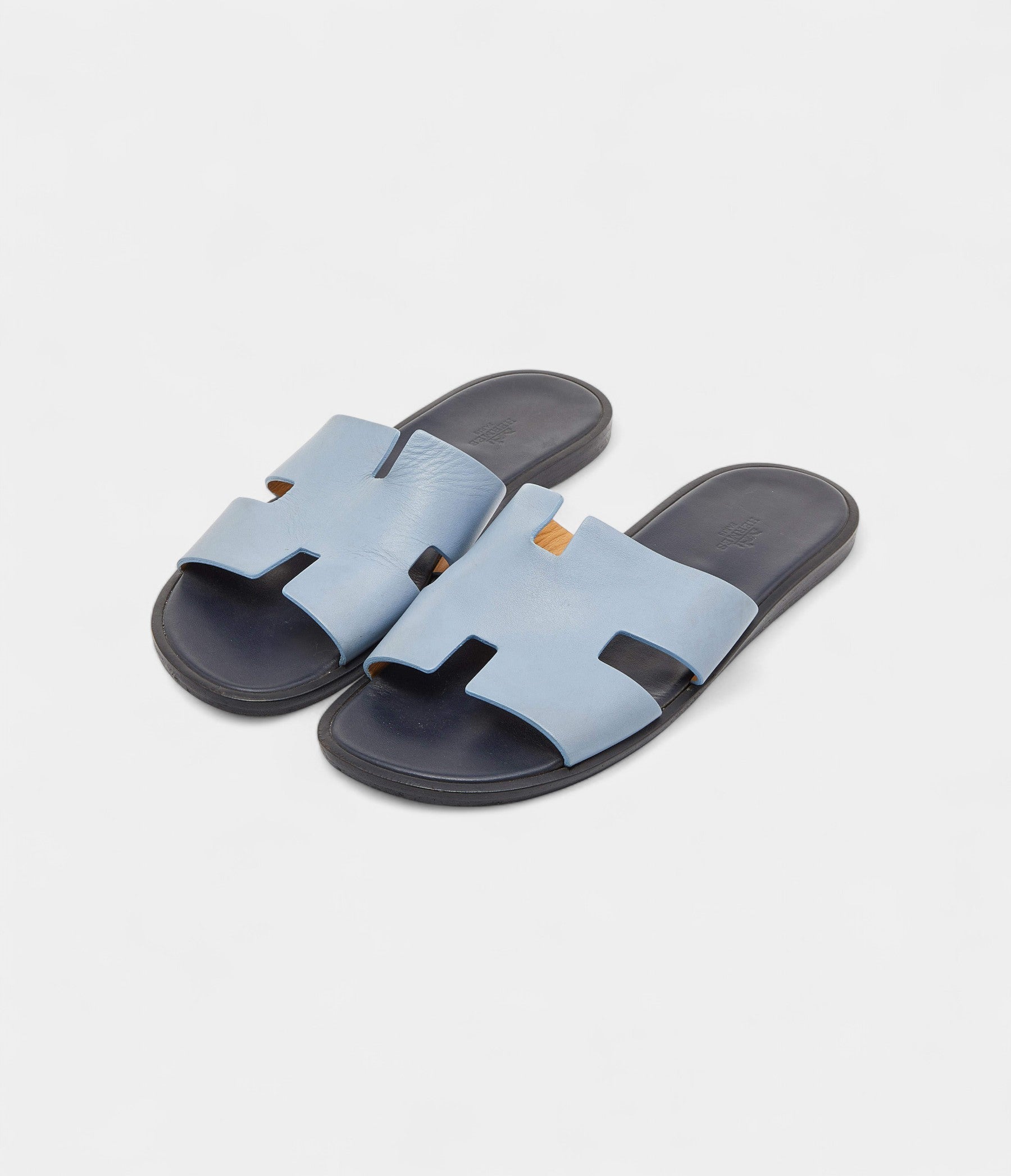 Hermes Blue Leather Izmir Flat Sandals 42 EU