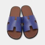 Hermes Blue Leather Izmir Flat Sandals 42 EU