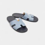 Hermes Blue Leather Izmir Flat Sandals 42 EU