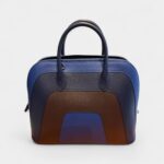 Hermès Bolide 1923 25 Bag in Blue, Black, and Brown Epsom Leather – Handmade Tricolor Edition