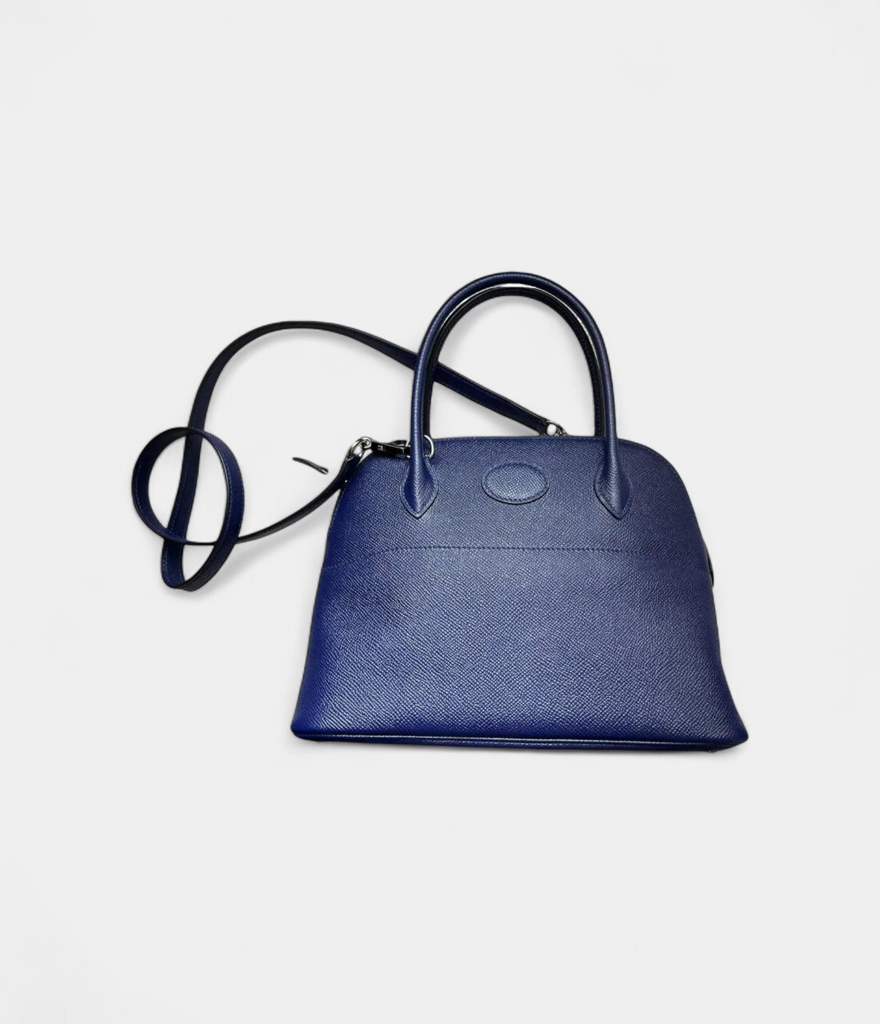 Hermès Bolide 1923 25 Bleu Saphir Epsom Leather with Palladium Hardware
