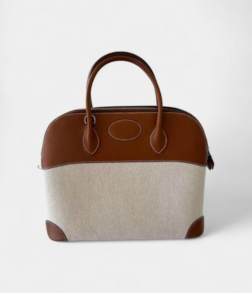 Hermès Bolide 1923 30 Bag in Toile and Brown Leather – Handmade Canvas & Leather Handbag