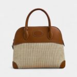 Hermès Bolide 31 Bag in Striped Canvas and Brown Leather – Handmade Classic Tote
