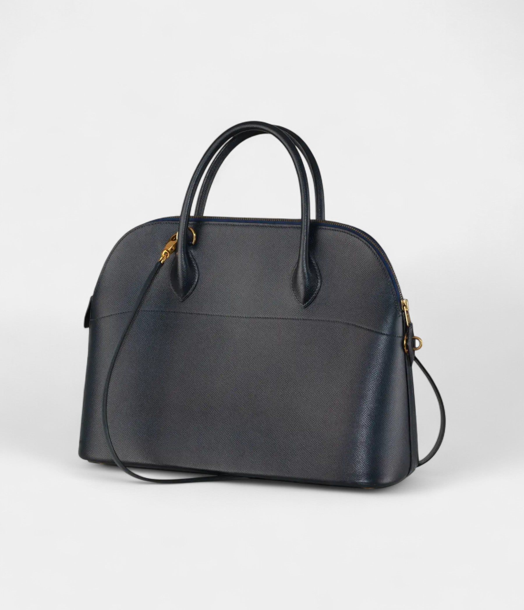 Hermès Bolide 31 Navy Epsom Leather with Gold Hardware