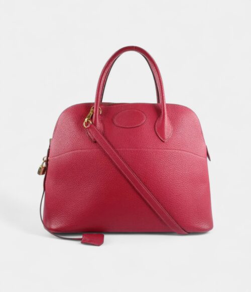 Hermès Bolide 31 in Rouge Casaque Clemence Leather with Gold Hardware