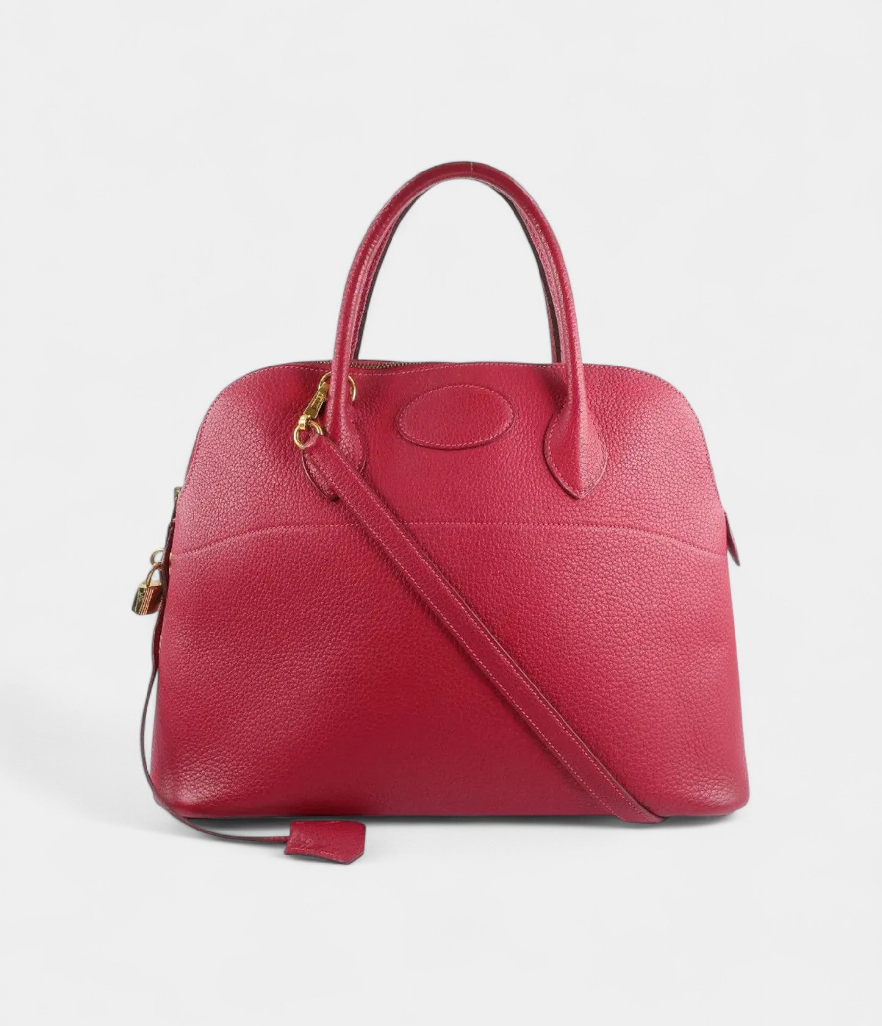 Hermès Bolide 31 in Rouge Casaque Clemence Leather with Gold Hardware