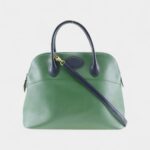 Hermès Bolide 35 Bag in Green and Navy Leather – Handmade Bicolor Handbag