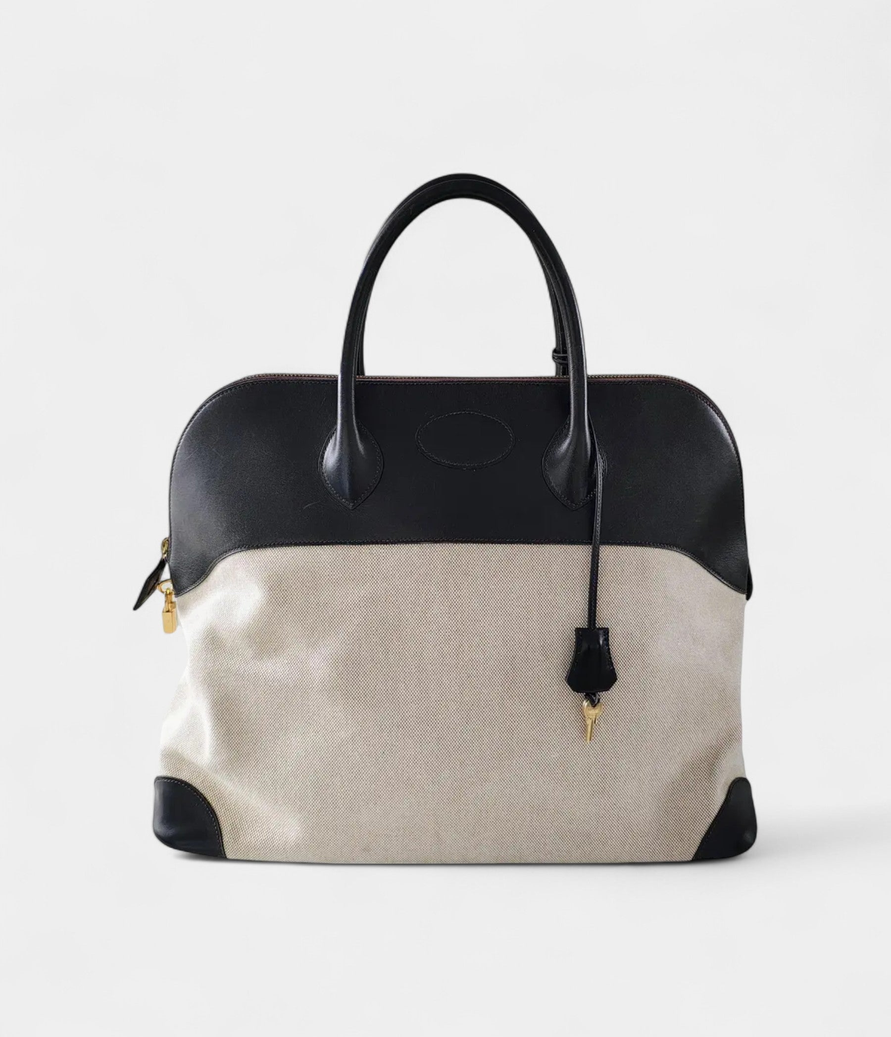 Hermès Bolide 31 Bag in Black Leather and Canvas – Handmade Travel Handbag