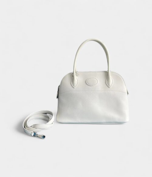 Hermès Bolide Handmade Handbag in White Leather