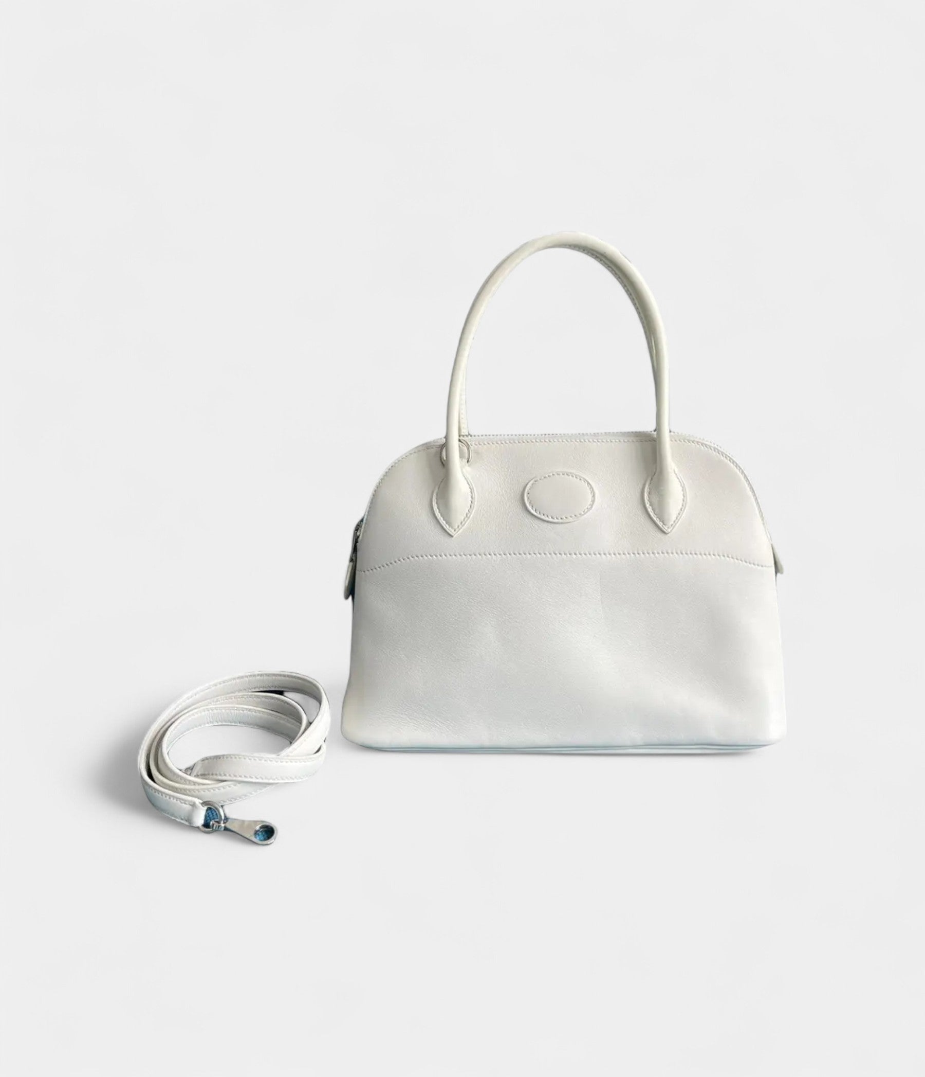 Hermès Bolide Handmade Handbag in White Leather