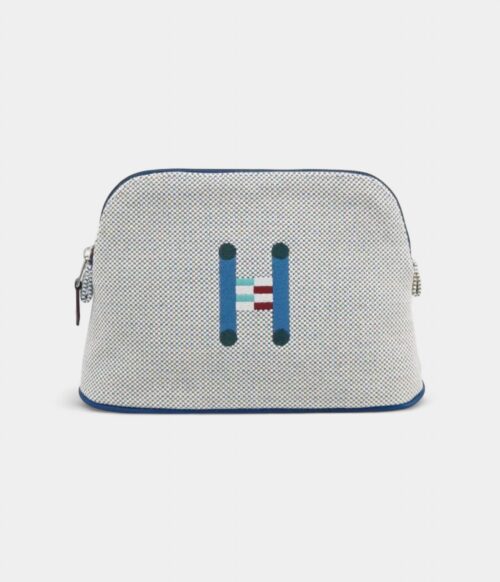 Hermès Bolide MM Pouch in Embroidered Canvas – Handmade Toiletry Bag with H Motif