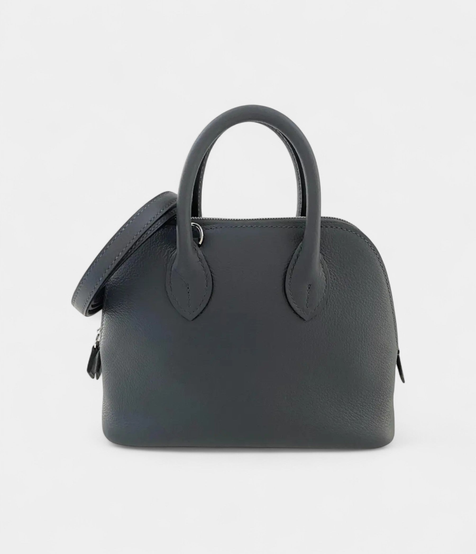 Hermès Bolide Mini Bag in Graphite Grey Leather – Handmade Crossbody Elegance