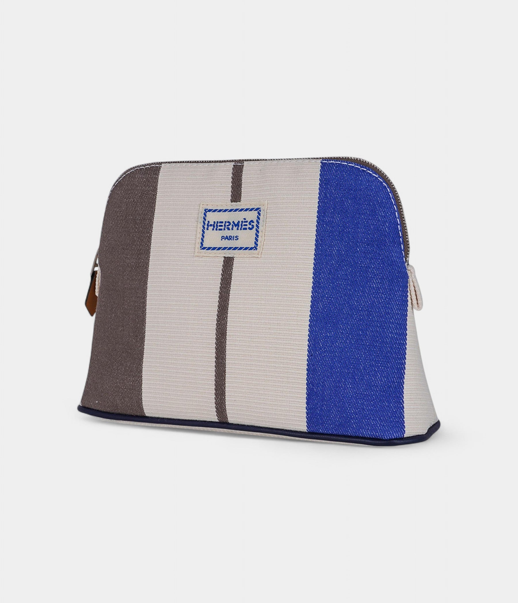 HermesBolideMiniTravelCaseinRocabarStripesAzurandEtoupe_1.jpg Hermès Bolide Mini Travel Case in Rocabar Stripes Azur and Etoupe