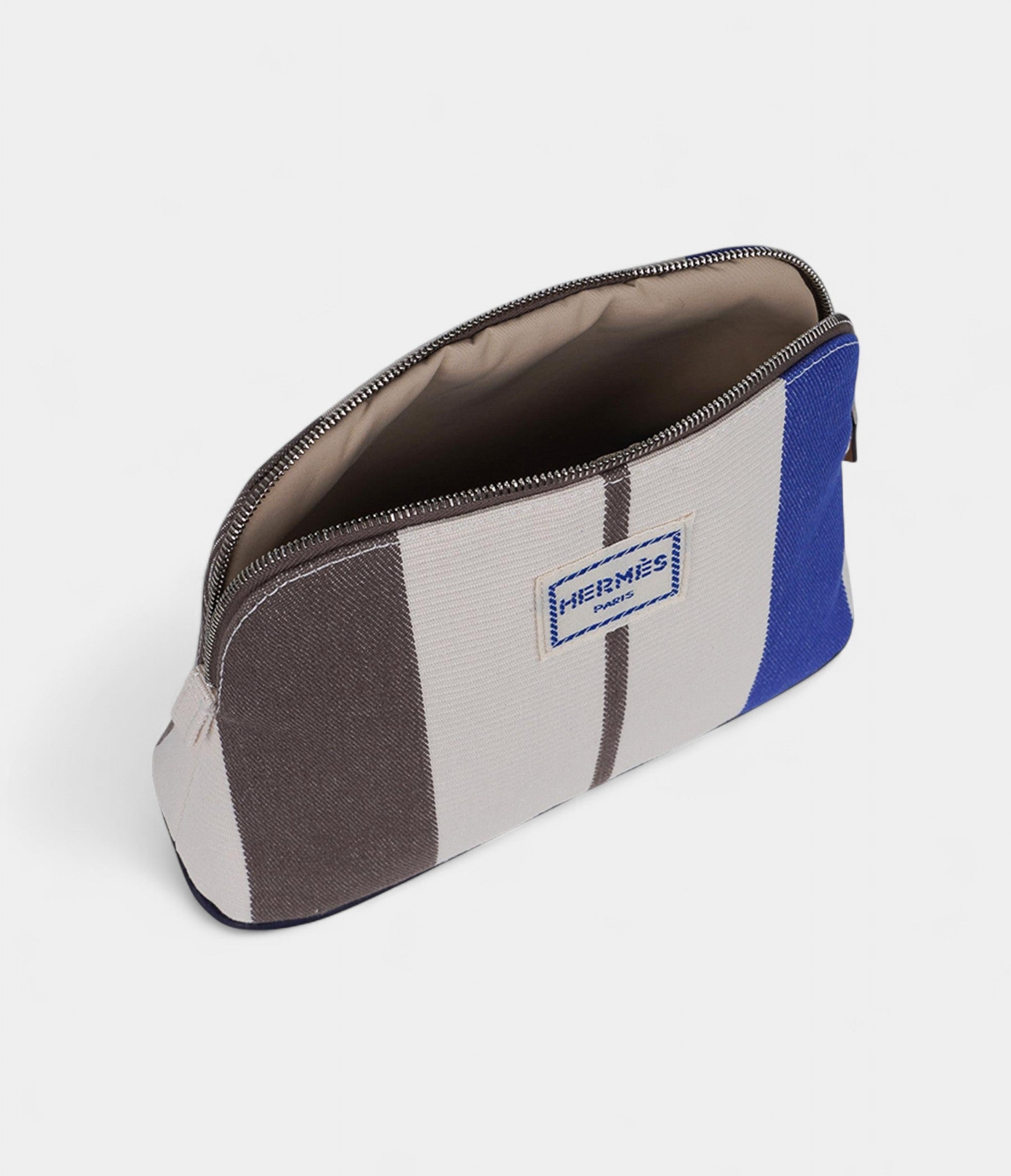 HermesBolideMiniTravelCaseinRocabarStripesAzurandEtoupe_4.jpg Hermès Bolide Mini Travel Case in Rocabar Stripes Azur and Etoupe