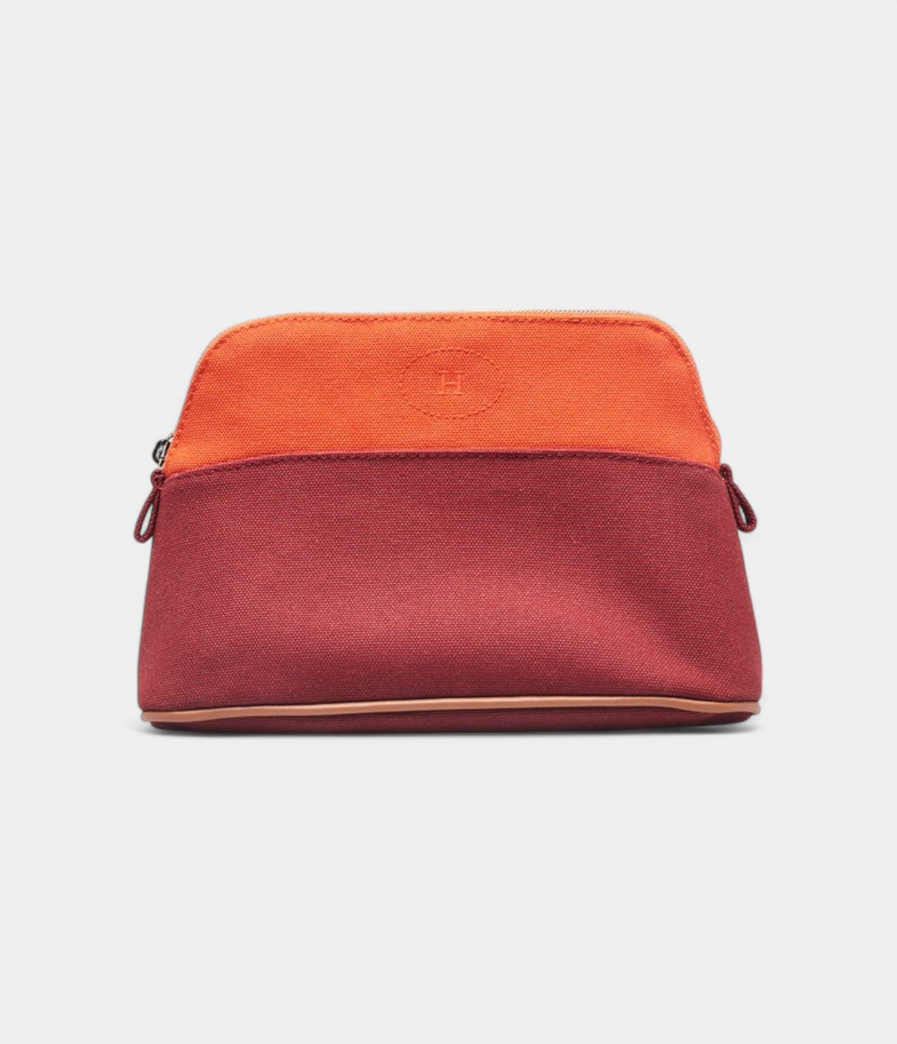 Hermès Bolide Small Travel Case in Orange Cotton Canvas with Red Accents