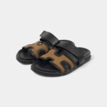 Hermes Brown/Black Canvas and Leather Chypre Sandals 41.5 EU