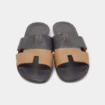 Hermes Brown/Black Leather Izmir Flat Slides 43 EU