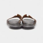 Hermes Brown/Black Leather Izmir Flat Slides 43 EU